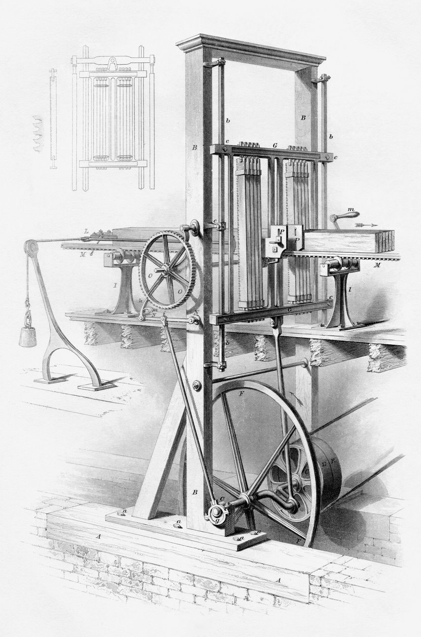 Pila, z knihy "Cyclopaedia of Useful Arts and Manufactures" od Charlese Tomlinsona od English School
