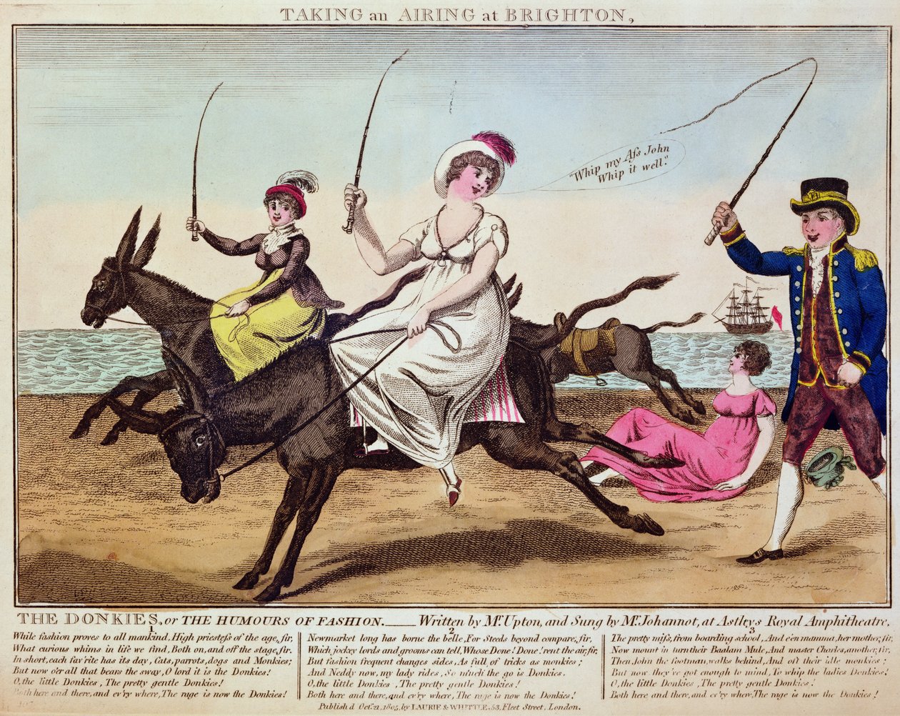 Větrání v Brightonu, 1805 (barevný lept) od English School