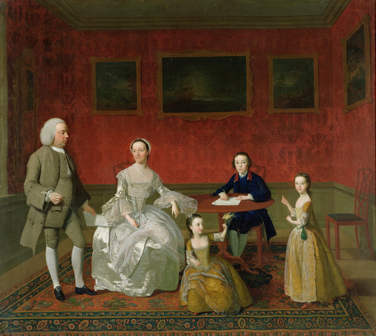 Rodina Buckley-Boarů, cca 1758-60 (dříve Arthur Devis) od English School