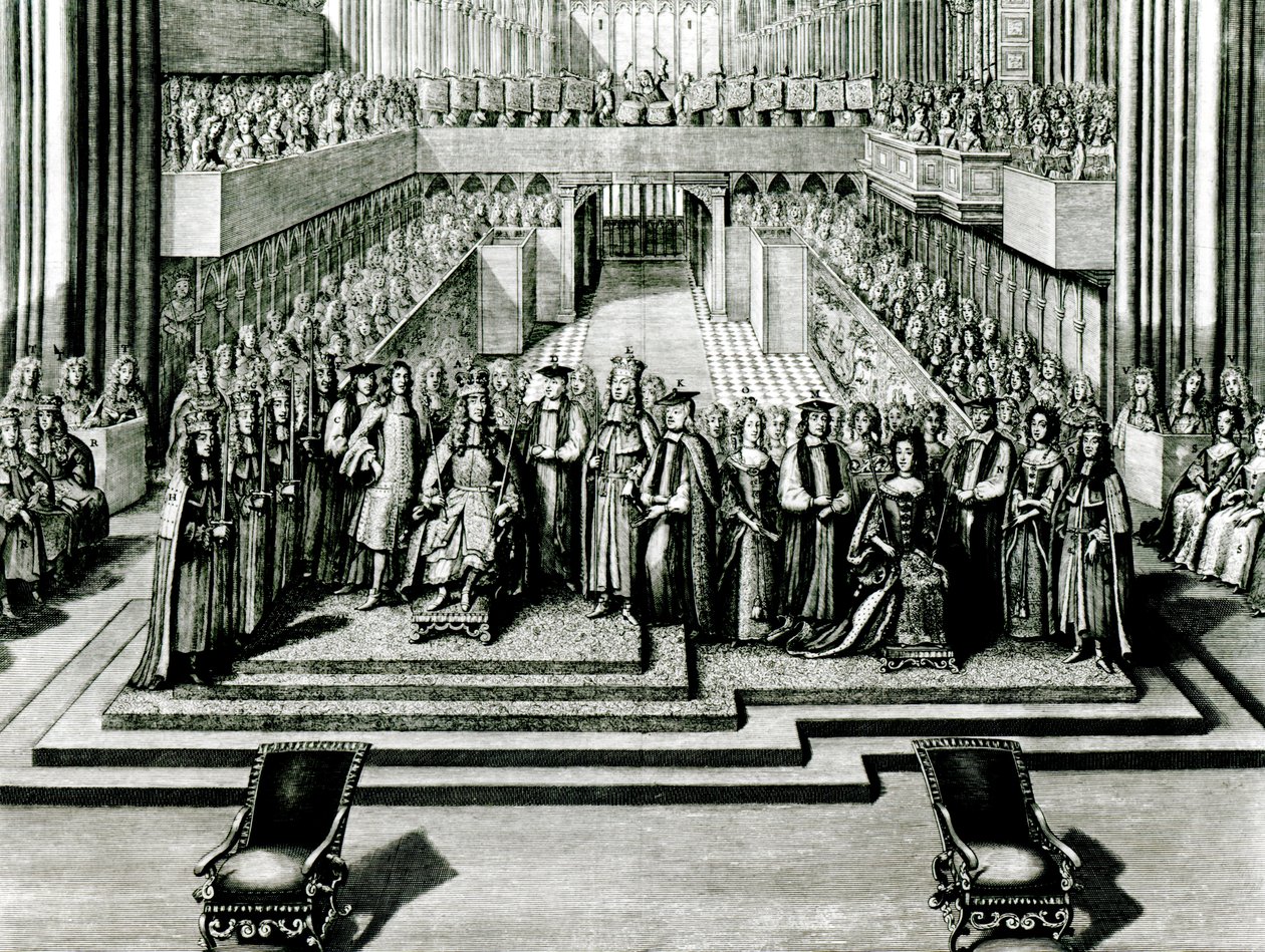 Intronizace krále Jakuba II. a královny Marie od English School