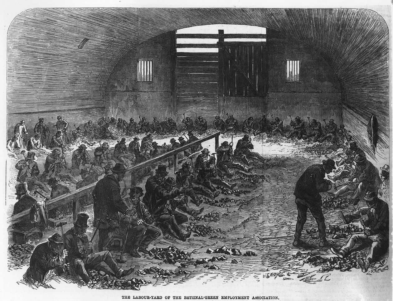 The Labor Yard of the Bethnal Green Employment Association, z „The Illustrated London News“, 1868 od English School