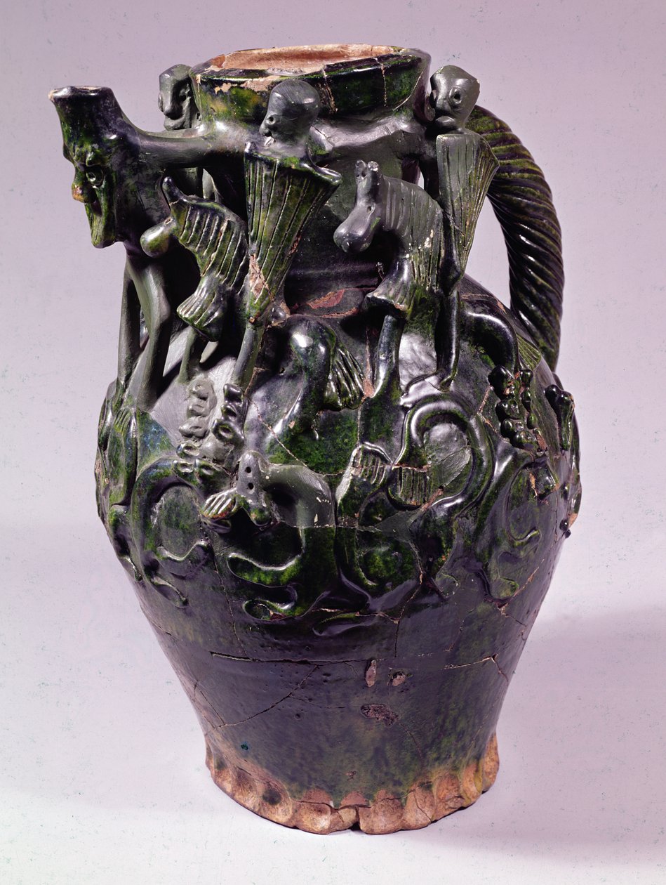 Moot Hall Jug, olověný glazovaný, možná z Nottinghamu nebo Lincolnu, c.1270 (keramika) od English School