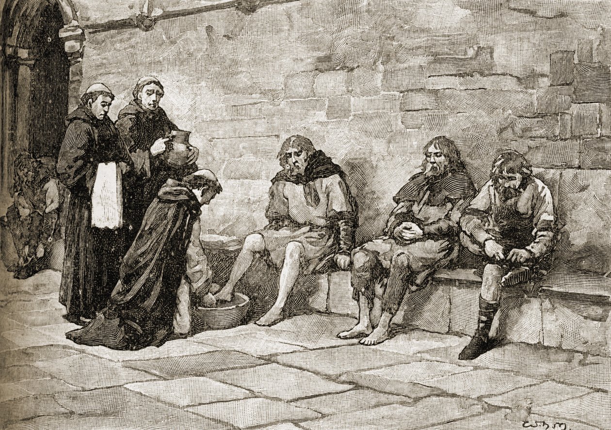 Thomas Becket (asi 1118-70) myl nohy žebrákům od English School