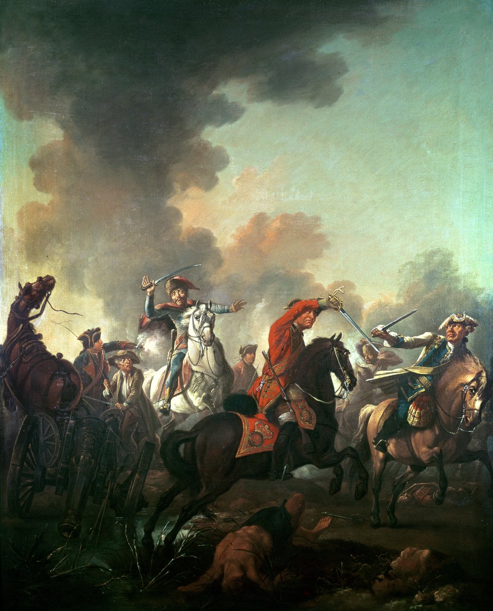 Thomas Brown v bitvě u Dettingenu, 27. června 1743 od English School