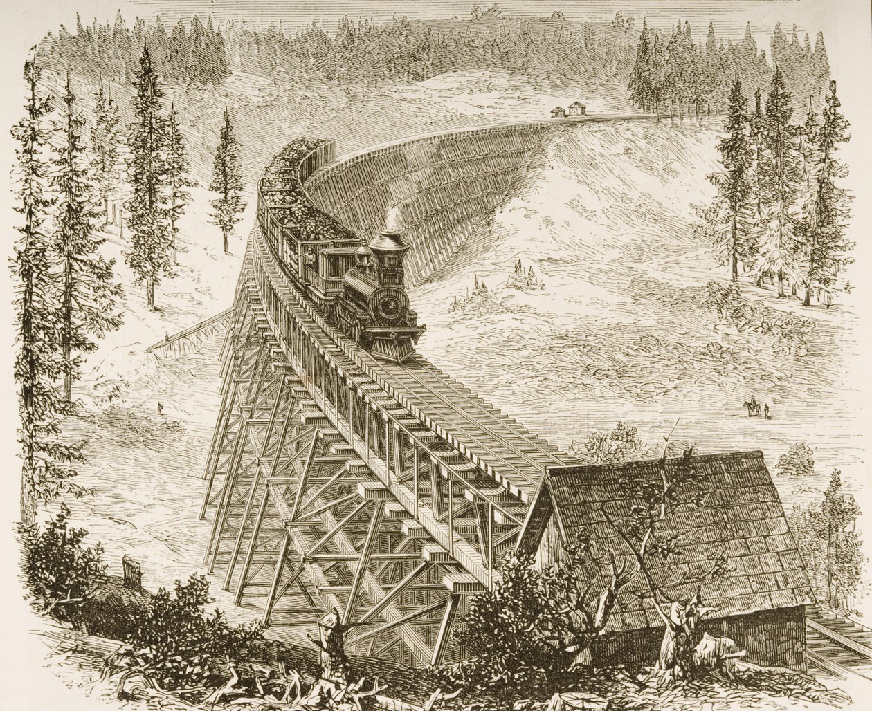 Trestle Bridge on the Pacific Railway, Sierra Nevada, c.1870, from 
