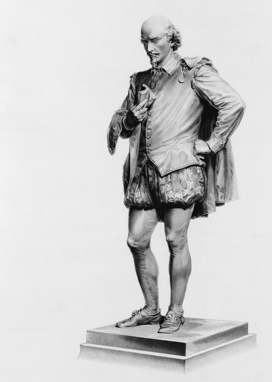 William Shakespeare (1564-1616), podle sochy Johna Quincyho Adamse Warda (1830-1910) v Central Parku v New Yorku od English School