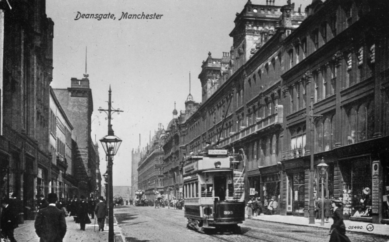Deansgate, Manchester, cca 1910 (černobílá fotografie) od English Photographer