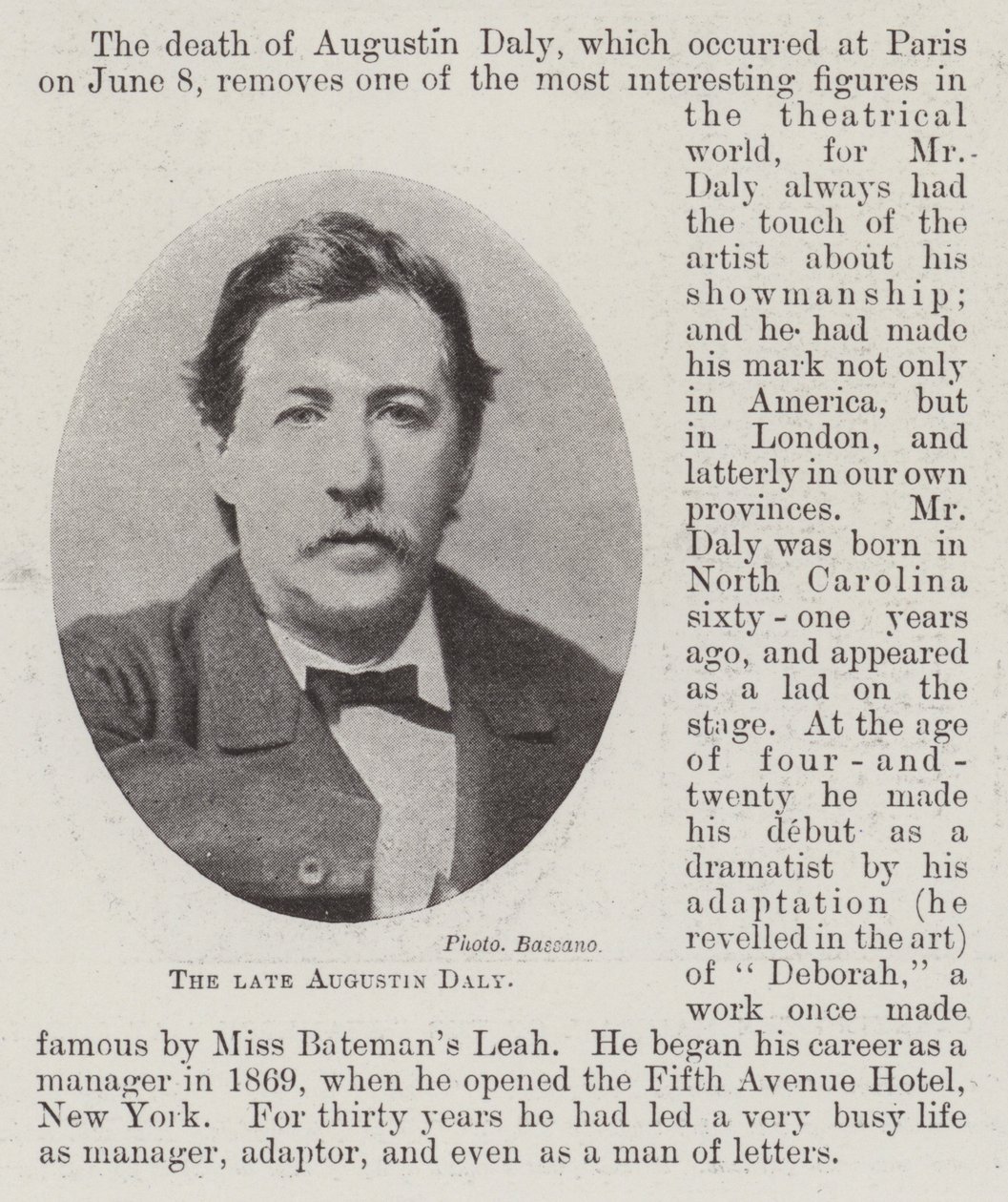 Zesnulý Augustin Daly od English Photographer