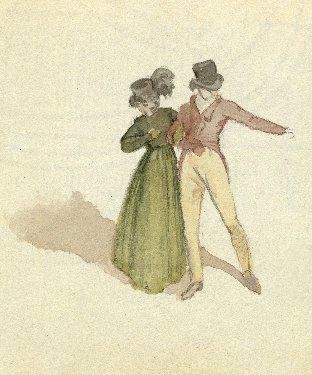Procházející se pár, cca 1825 (čb na papíře) od English School