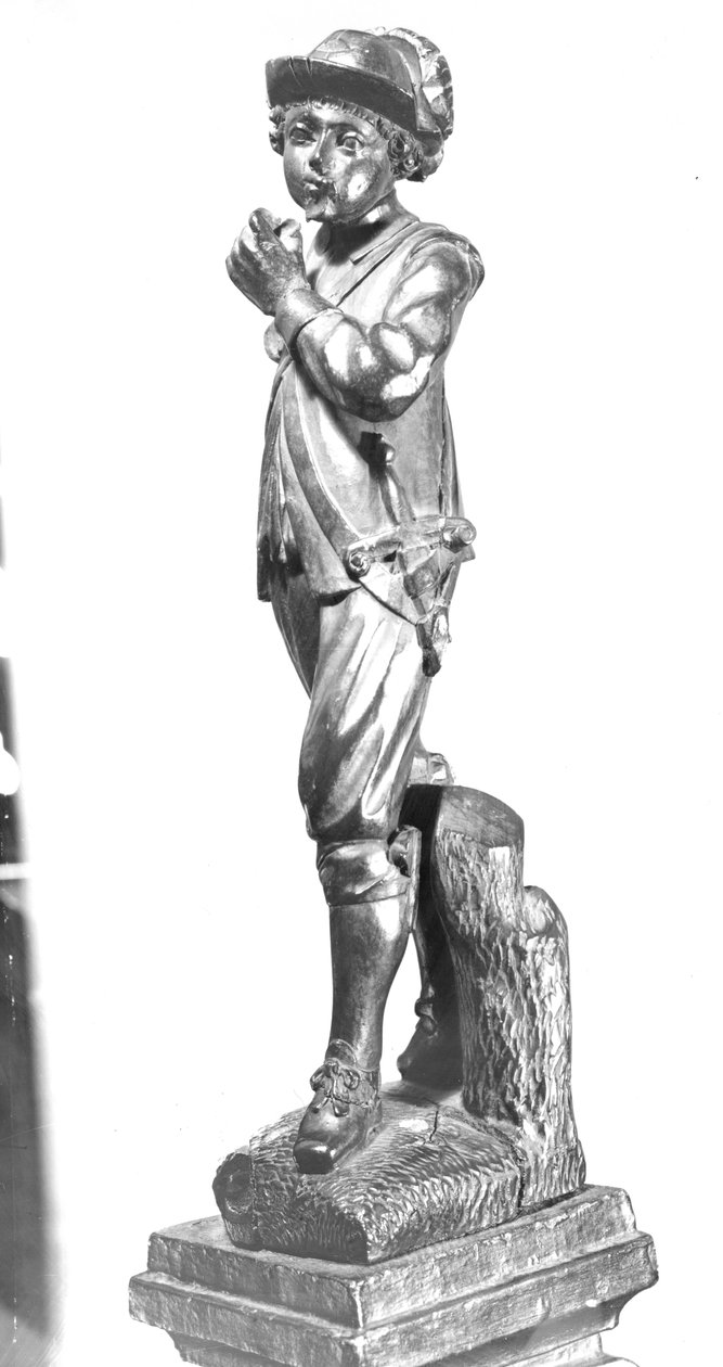 Chlapec hraje na fife, 1638 (vyřezávané dřevo) od English School