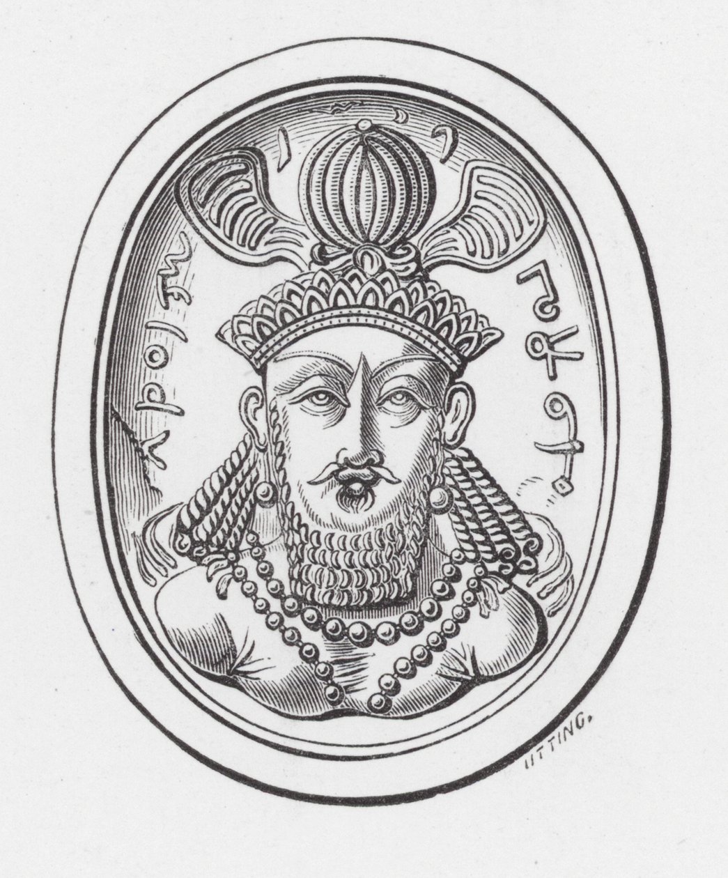 Busta Vahrahran Kermanshah (rytina) od English School