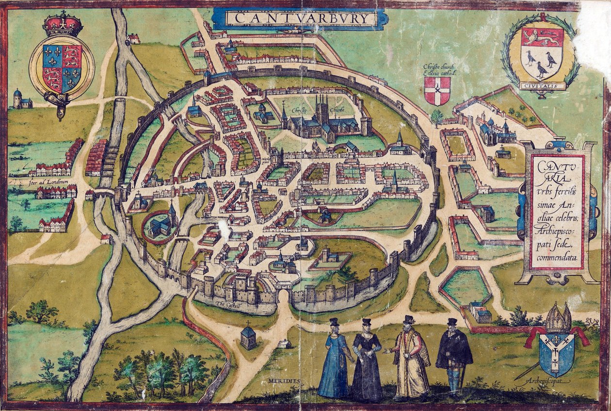 CCA-PRINDRAW/3/A/1 Mapa Canterbury, c1588 od English School