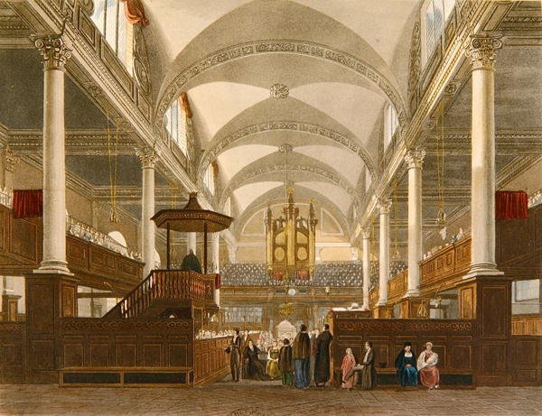 Christ Church, Newgate Street, cca 1810 (barevné lito) od English School