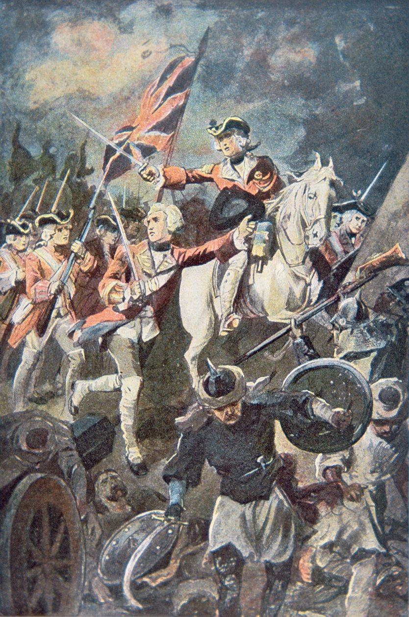 Clive at Plassey (barevné lito) od English School