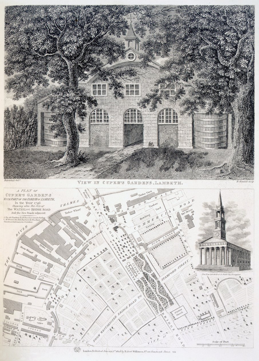 Cuperovy zahrady, Lambeth, 1746. od English School
