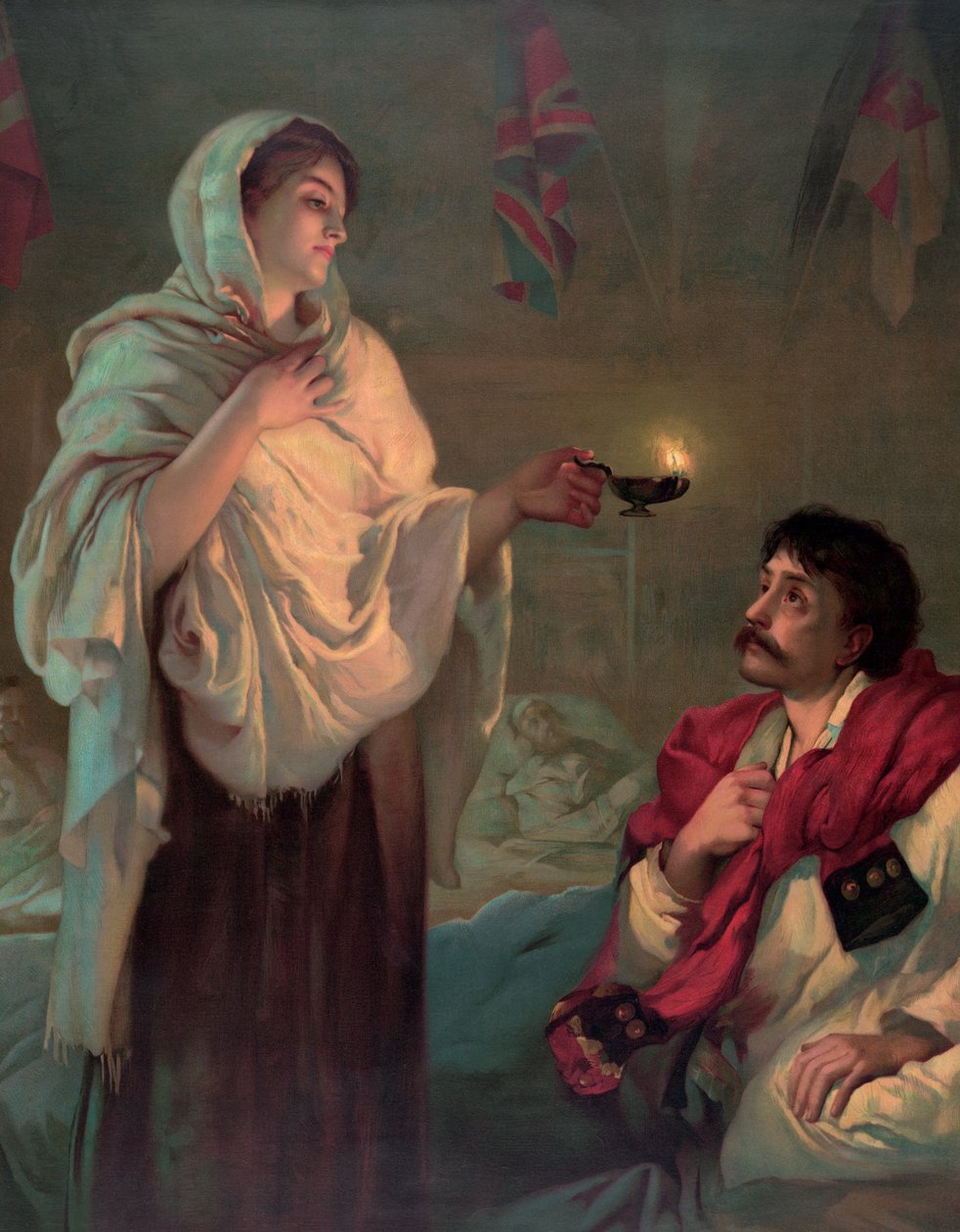 Florence Nightingale s olejovou lampou od English School
