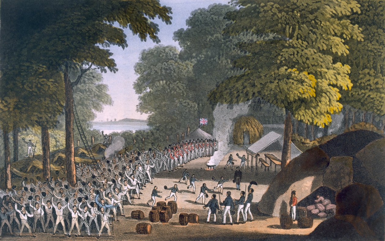 Fort Maxwell, 1820 (barevná akvatinta) od English School