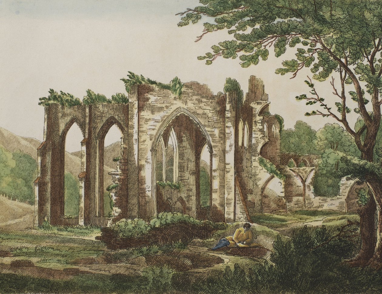 Furness Abbey, Lancashire, 1810 (barevná rytina) od English School