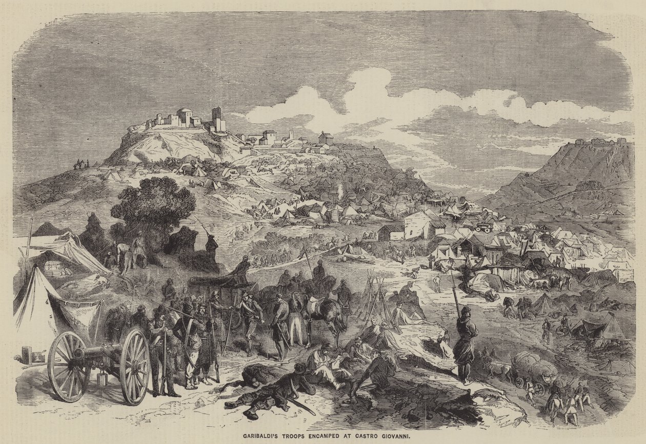 Garibaldiho vojska v Castro Giovanni (rytina) od English School