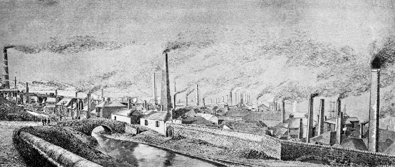 Hafod Copper Works (rytina) od English School