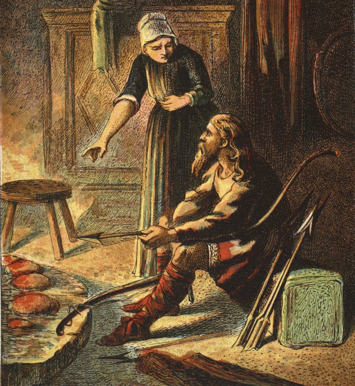 Král Alfred a koláče, hospoda. 1890 od English School