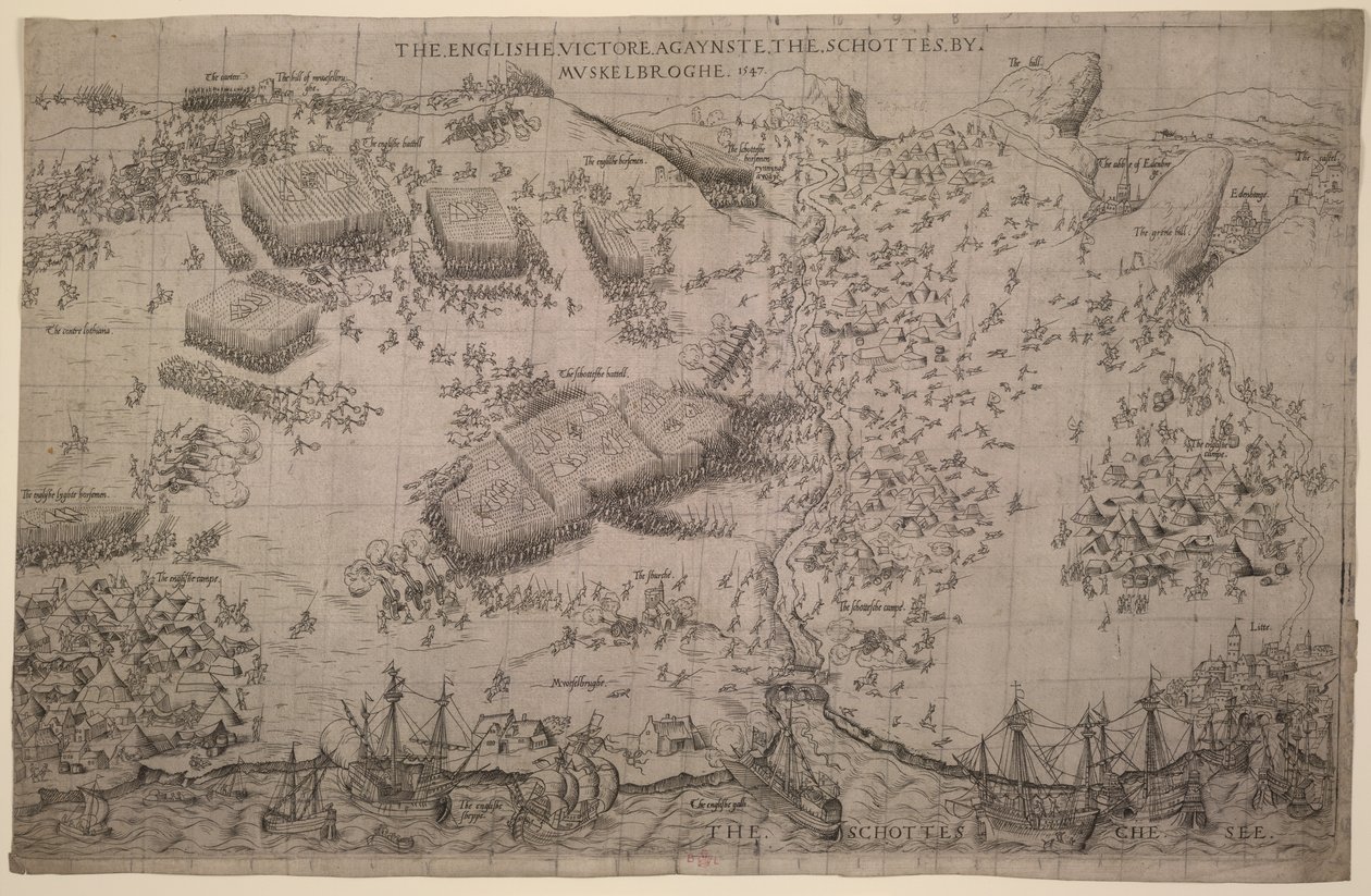 Maps.C.C.5.a.409 The Battle of Pinkie, c.1547-48 (rytina) od English School