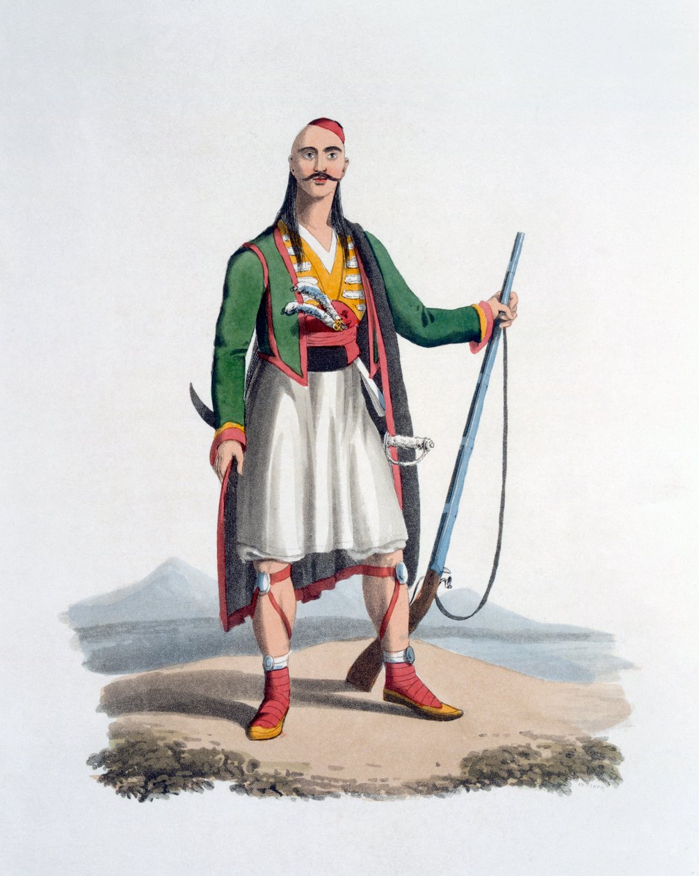 Důstojník Spahis, 1818 (barevná akvatinta) od English School