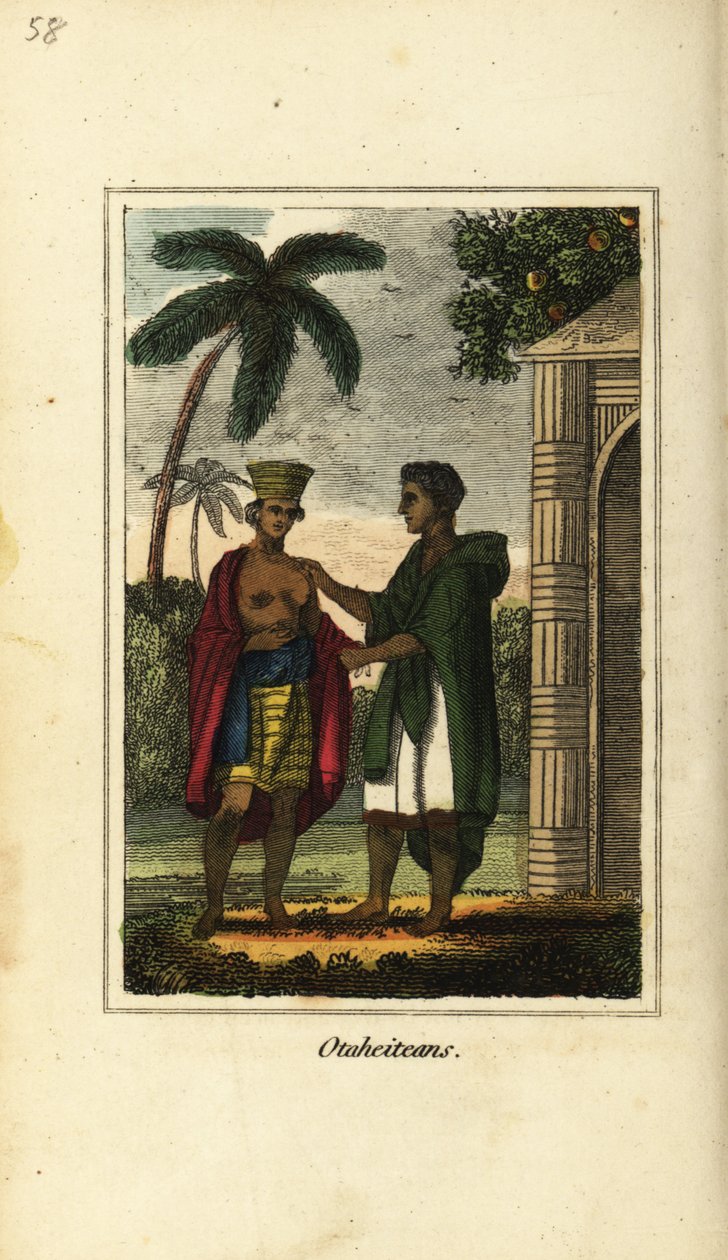 Otahejci nebo domorodci z Tahiti v Polynésii od English School