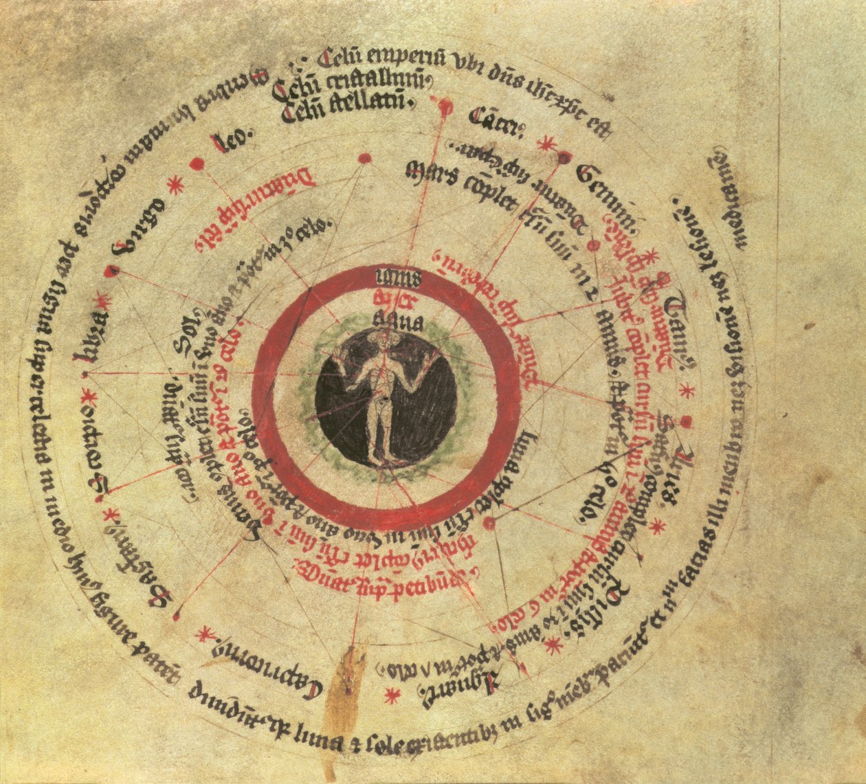 Sloane MS 282 fol. 18 Mikrokosmický člověk (vellum) od English School
