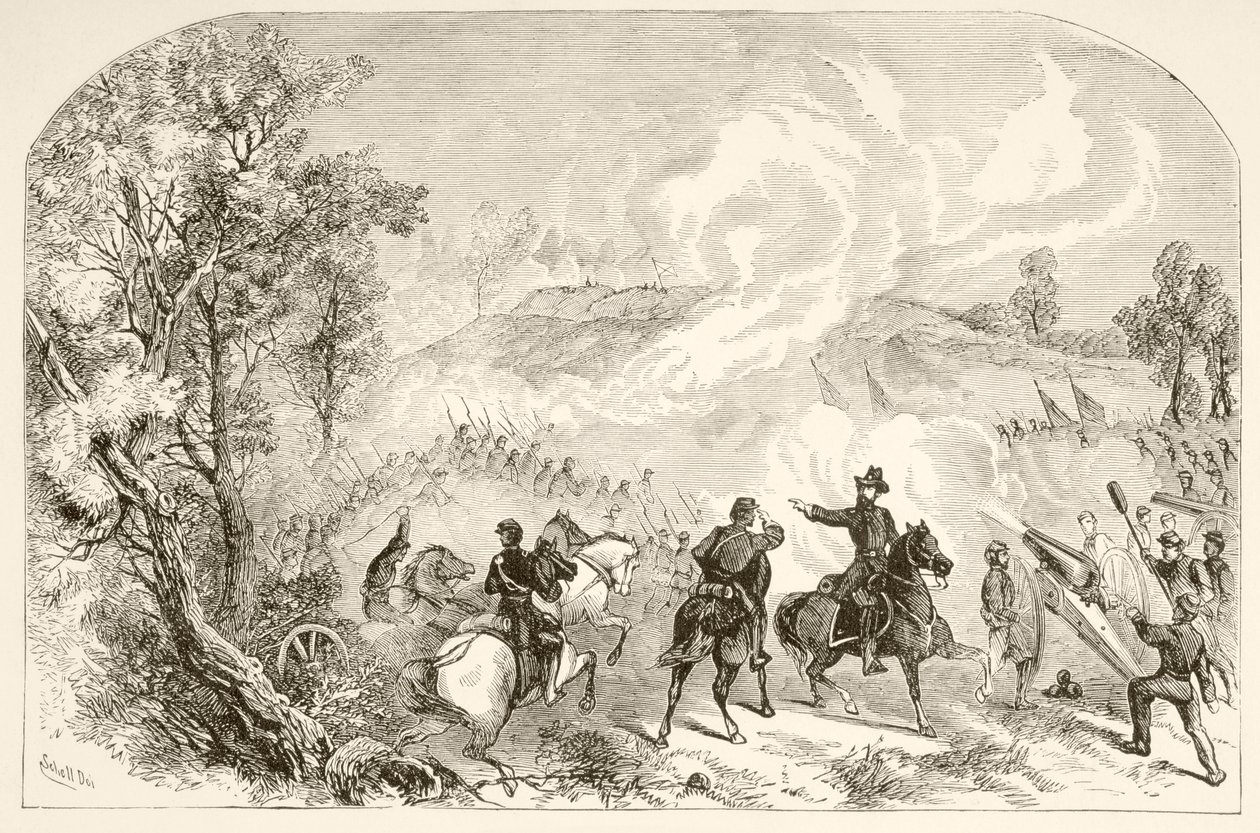 Bitva u Gettysburgu (litho) od English School