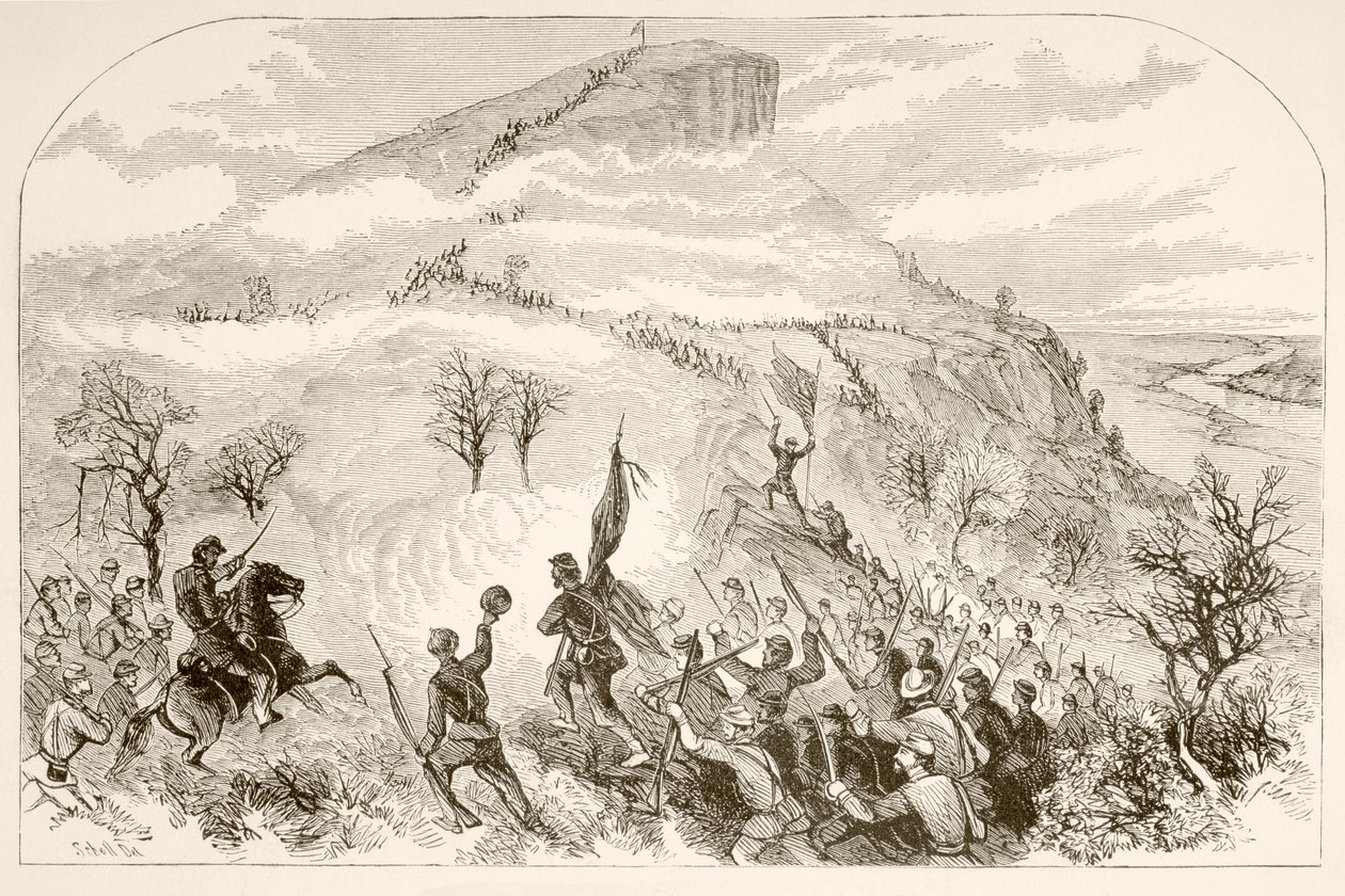 Bitva o Lookout Mountain (litho) od English School