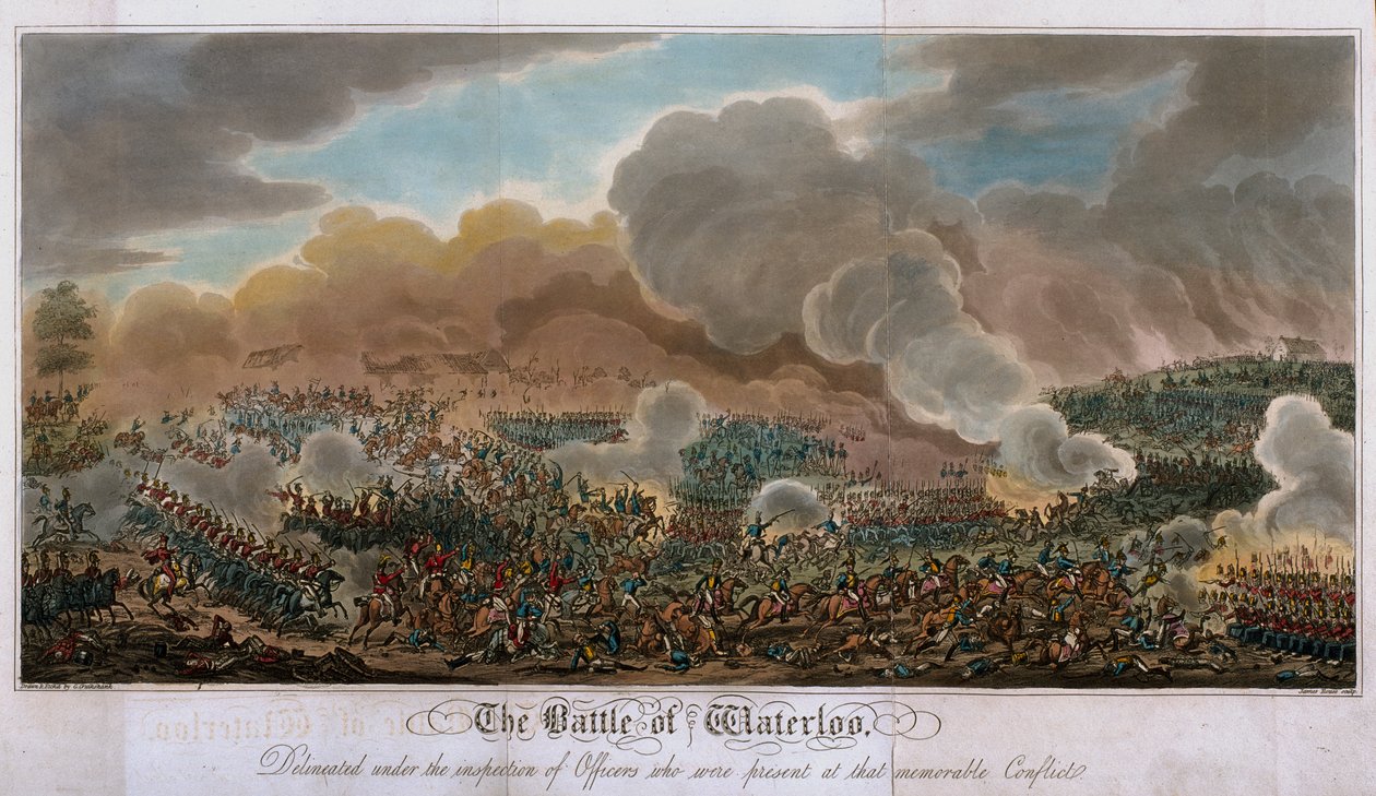 Bitva u Waterloo, 1815, 1817 (akvatinta) od English School