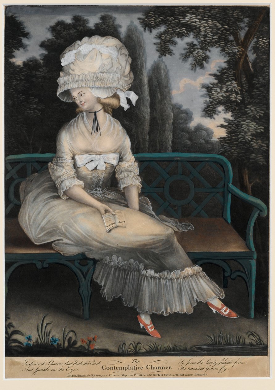 The Contemplative Charmer, 1780 (ručně kolorovaná mezzotinta) od English School