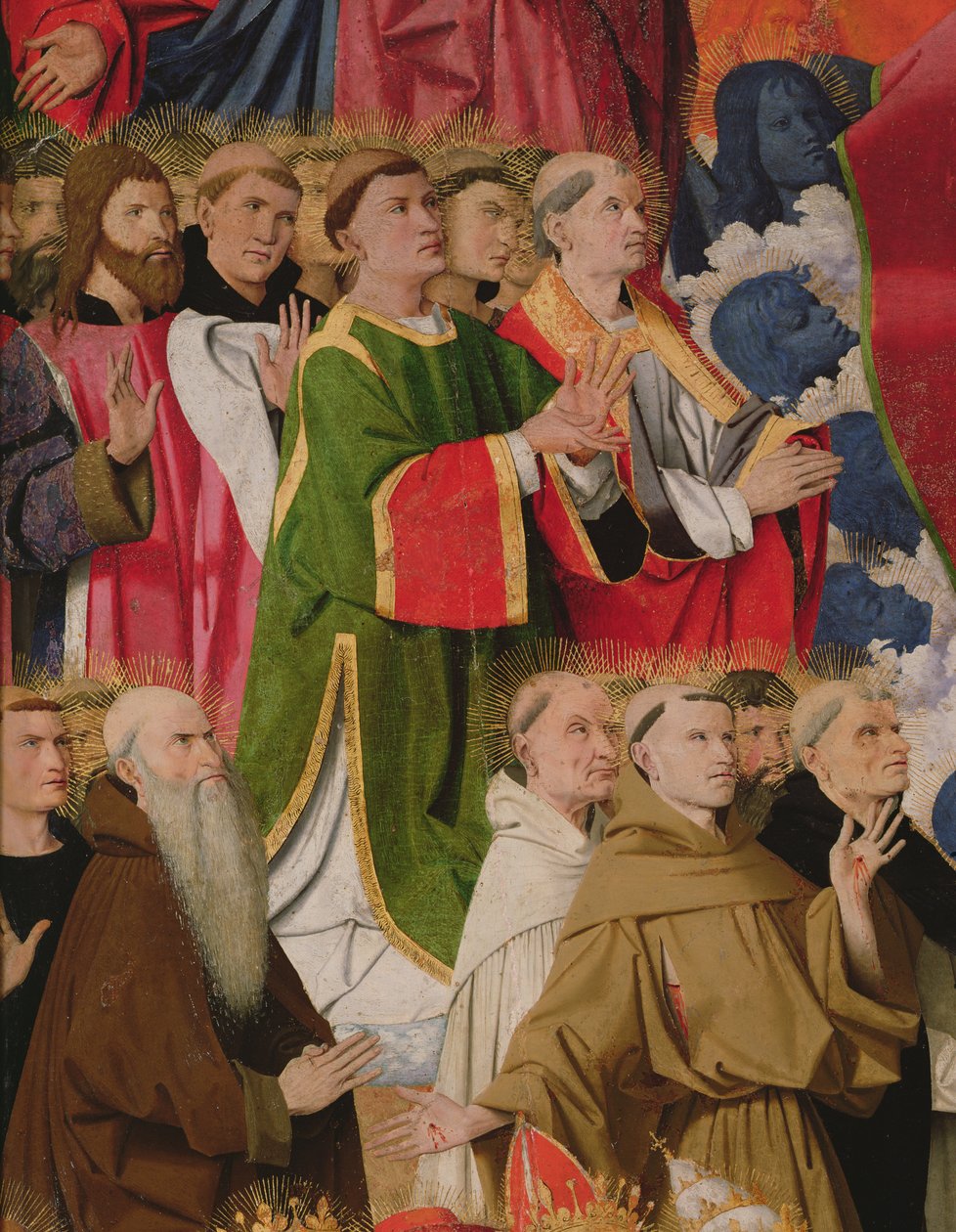 Volení úředníci a duchovenstvo, detail Korunovace Panny Marie, 1453-54 od Enguerrand Quarton