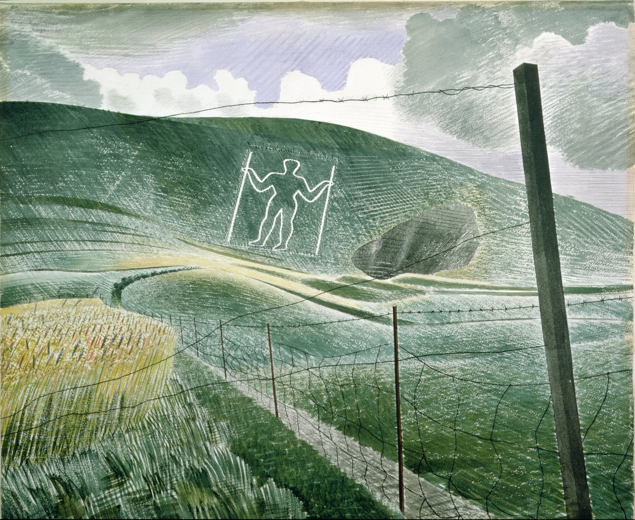 The Long Man of Wilmington aneb The Wilmington Giant, 1939 od Eric Ravilious