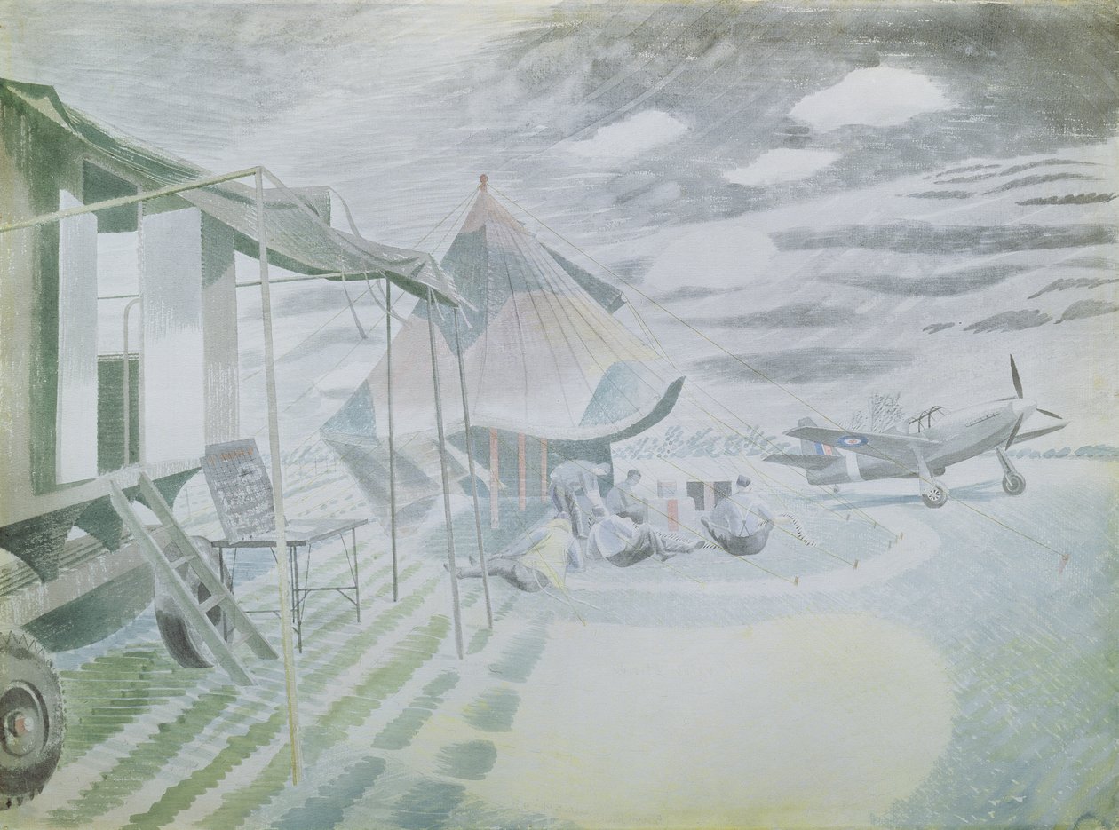 Mustang a stan, kolem roku 1942 (wc) od Eric Ravilious