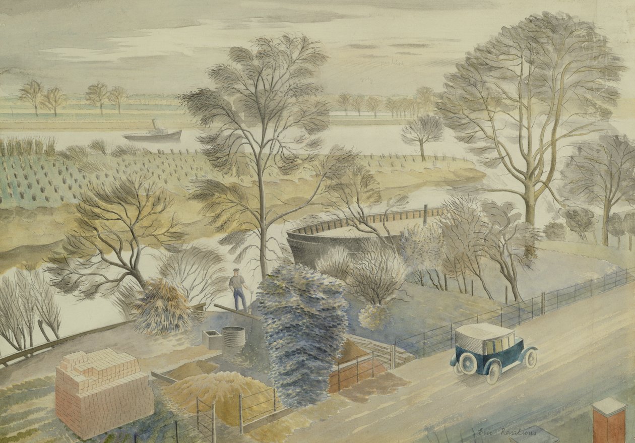 Řeka Temže v Hammersmith od Eric Ravilious