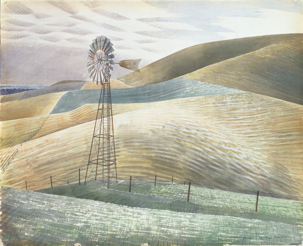 Větrný mlýn, 1934 od Eric Ravilious