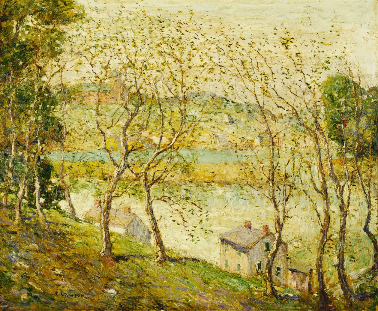 Jaro, řeka Harlem od Ernest Lawson