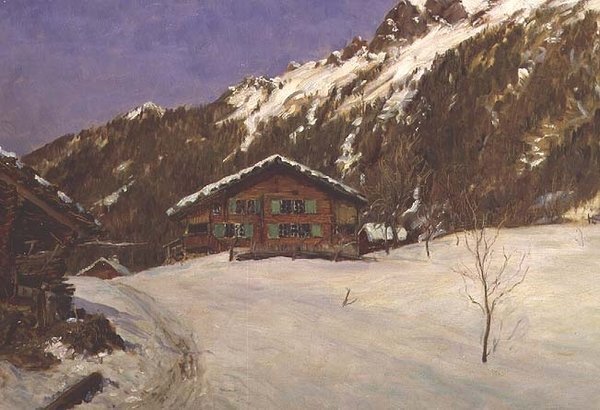 Chata ve sněhu od Ernest Albert Waterlow