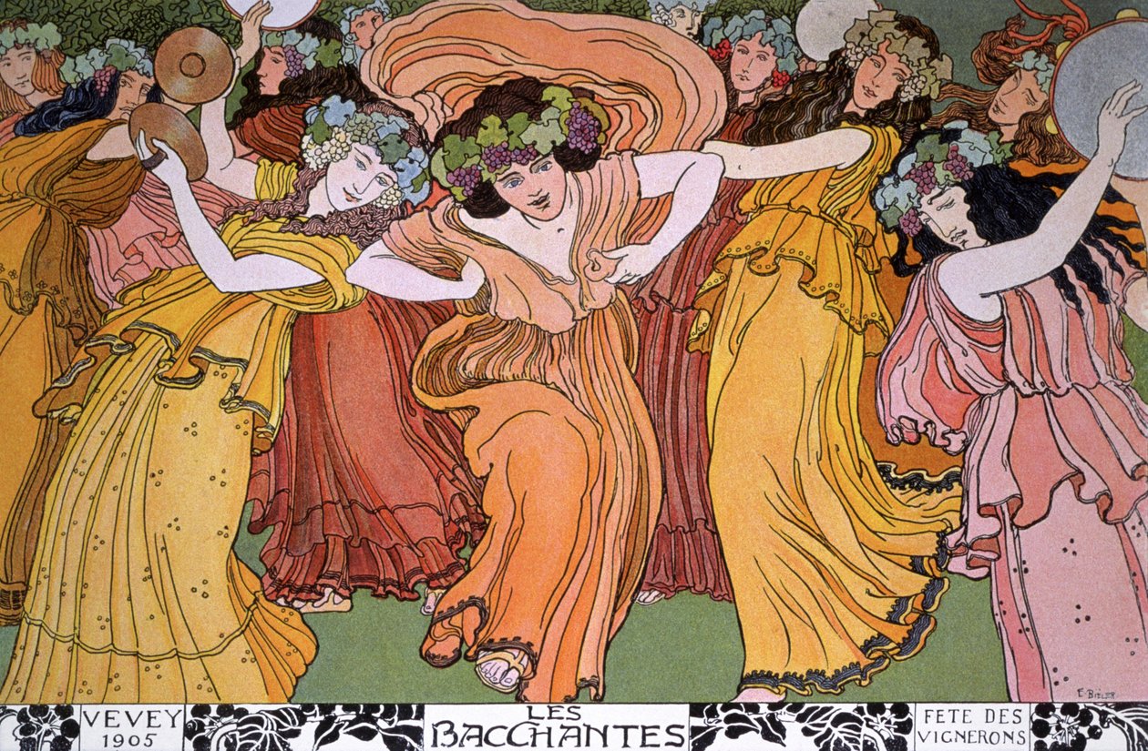 Hody vinařů ve Vevey ve Francii: Bacchantes od Ernest Bieler