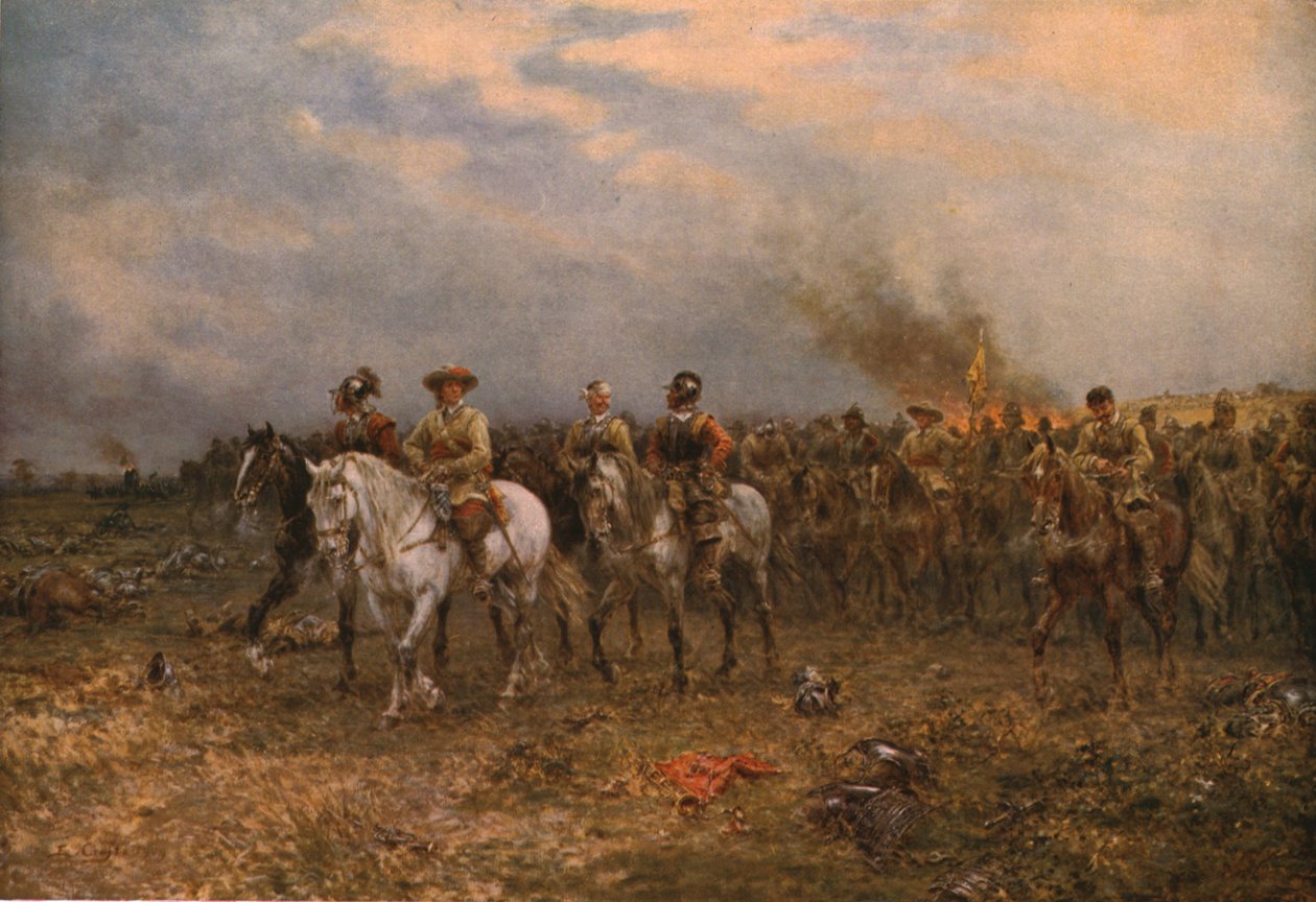 Cromwell v Marston Moor, 1909, c1930. od Ernest Crofts