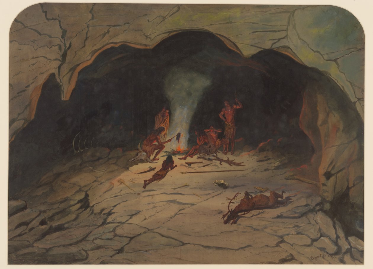 Prehistorická scéna, 1871 od Ernest Henry Griset