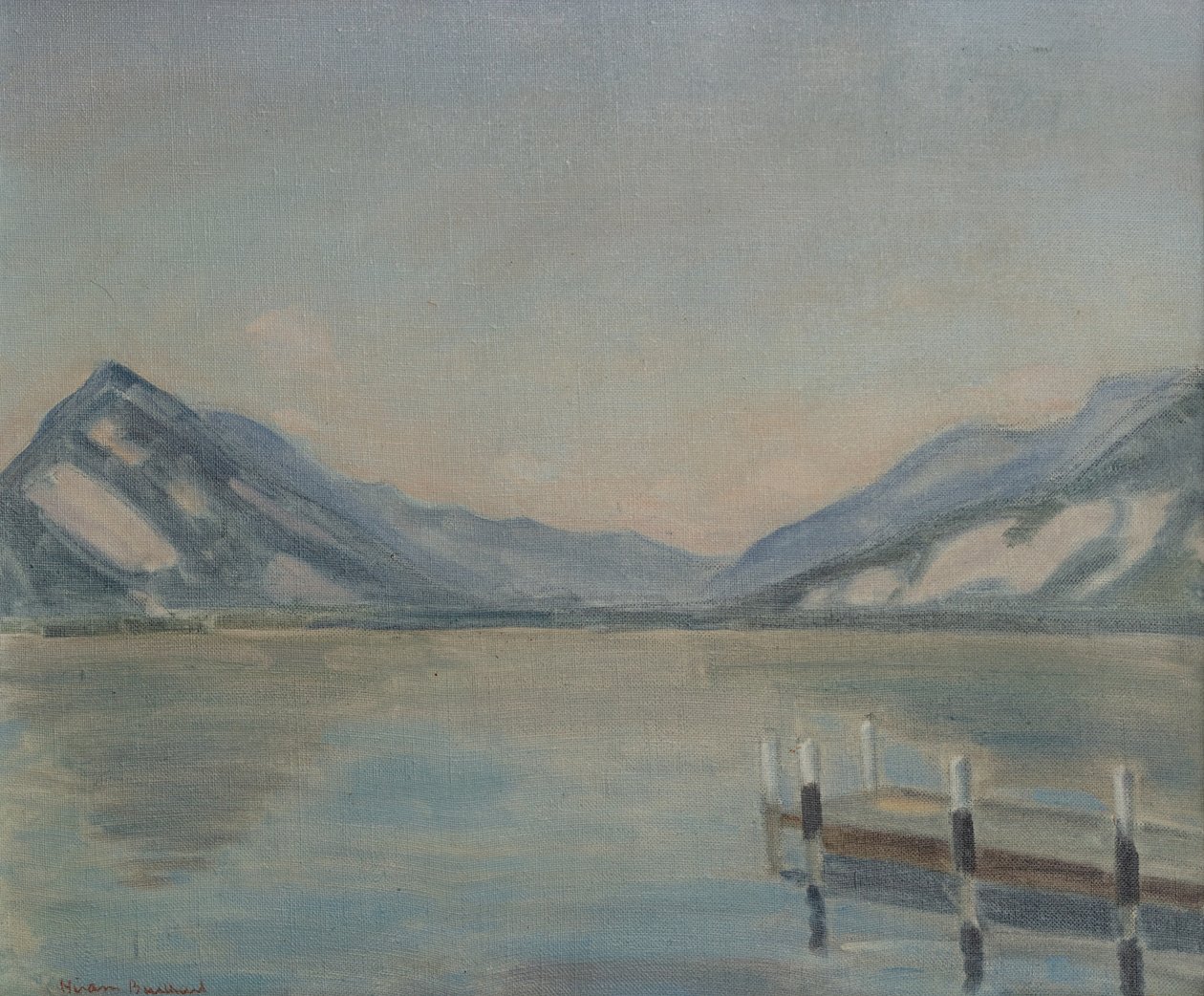 Thun-järvi (öljy kankaalle) od Ernest Hiram Brülhart