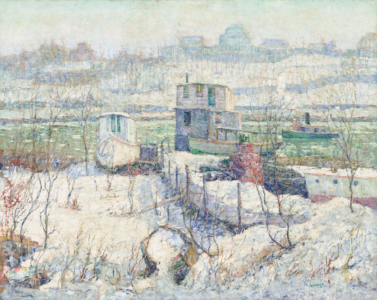 Boathouse, Winter, Harlem River, c. 1916. od Ernest Lawson