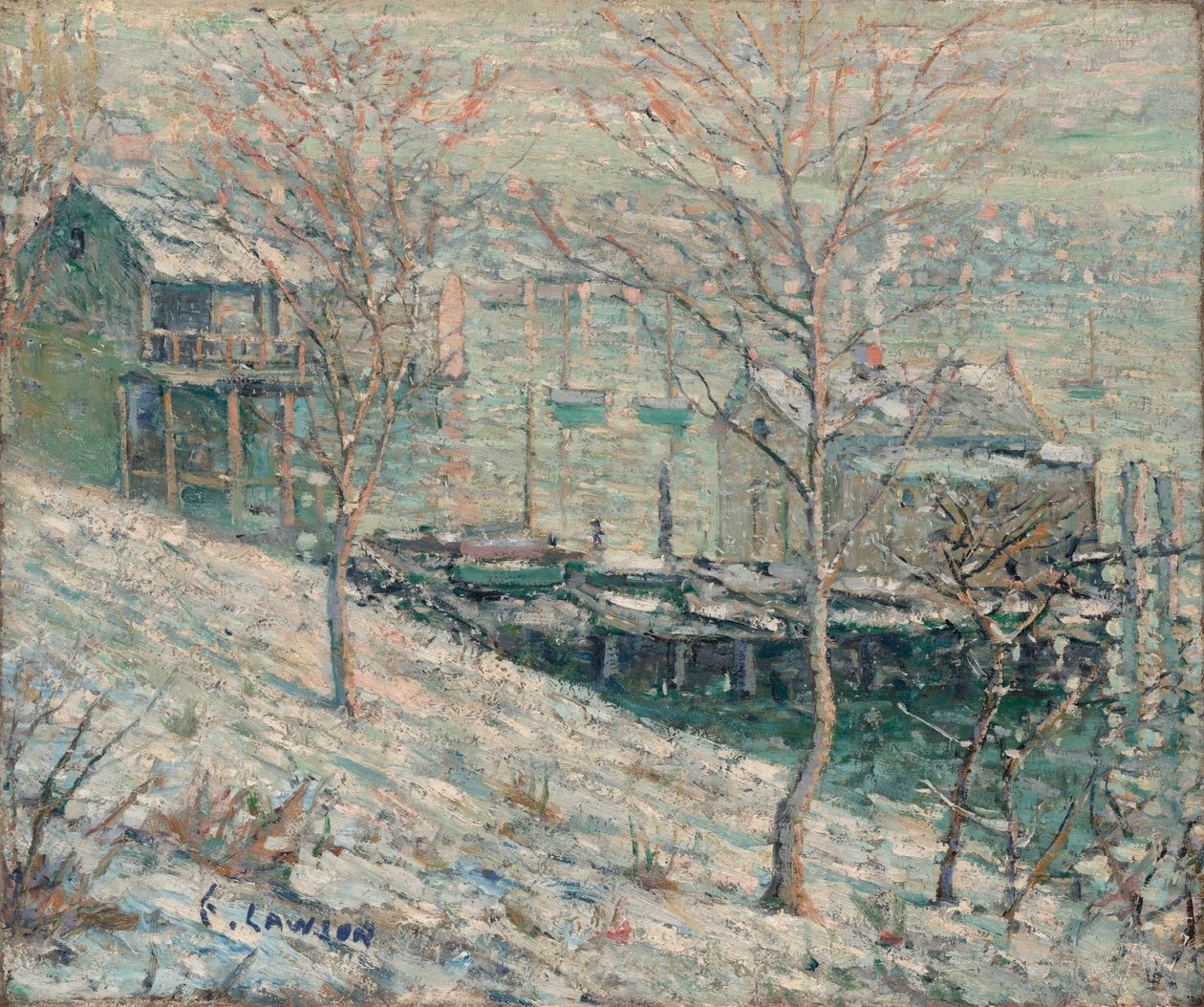 Zimní scéna na řece Harlem od Ernest Lawson