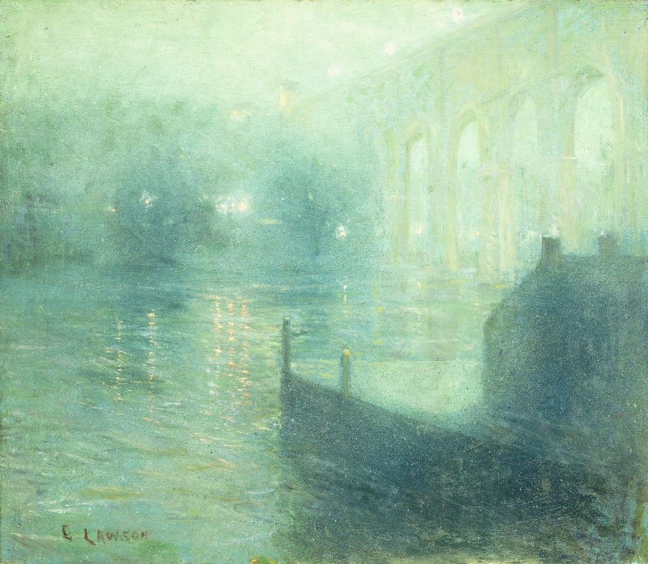 Harlem River v noci od Ernest Lawson