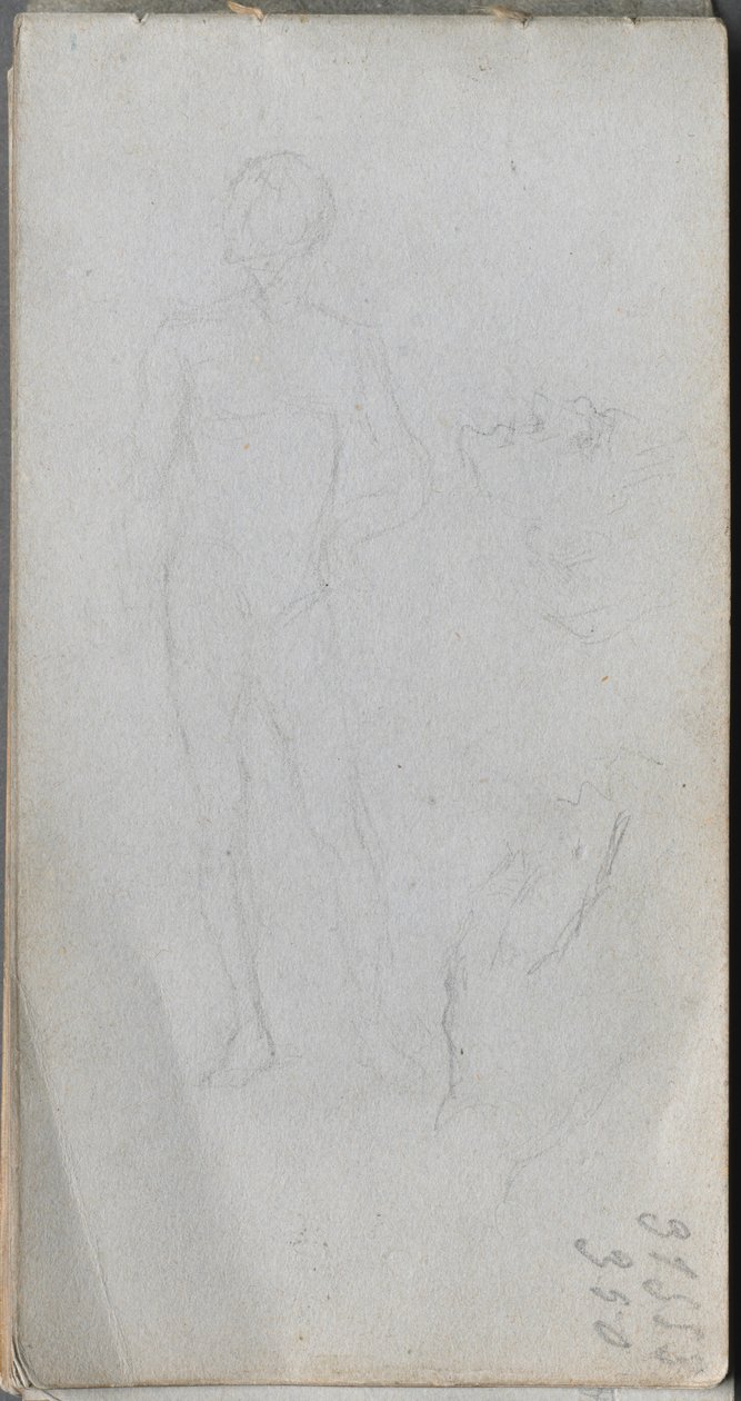 Skicák, strana 100: Nahá postava, profil od Ernest Meissonier