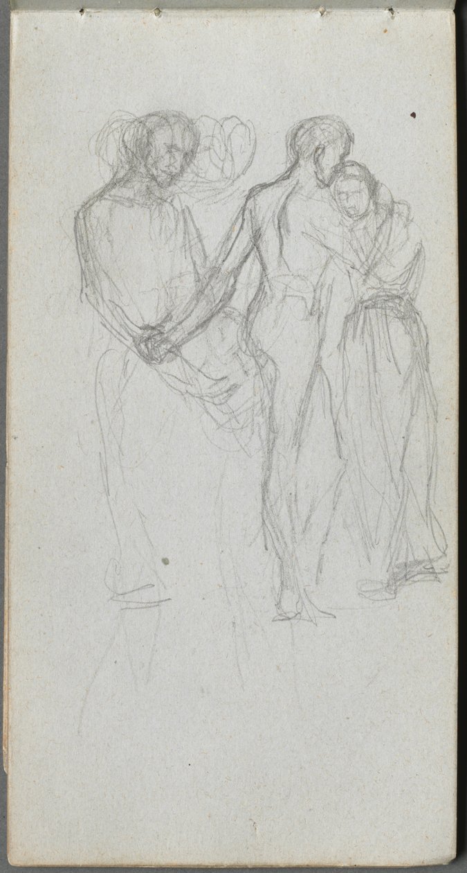 Náčrtník, strana 10: Objímající se postavy. od Jean Louis Ernest Meissonier