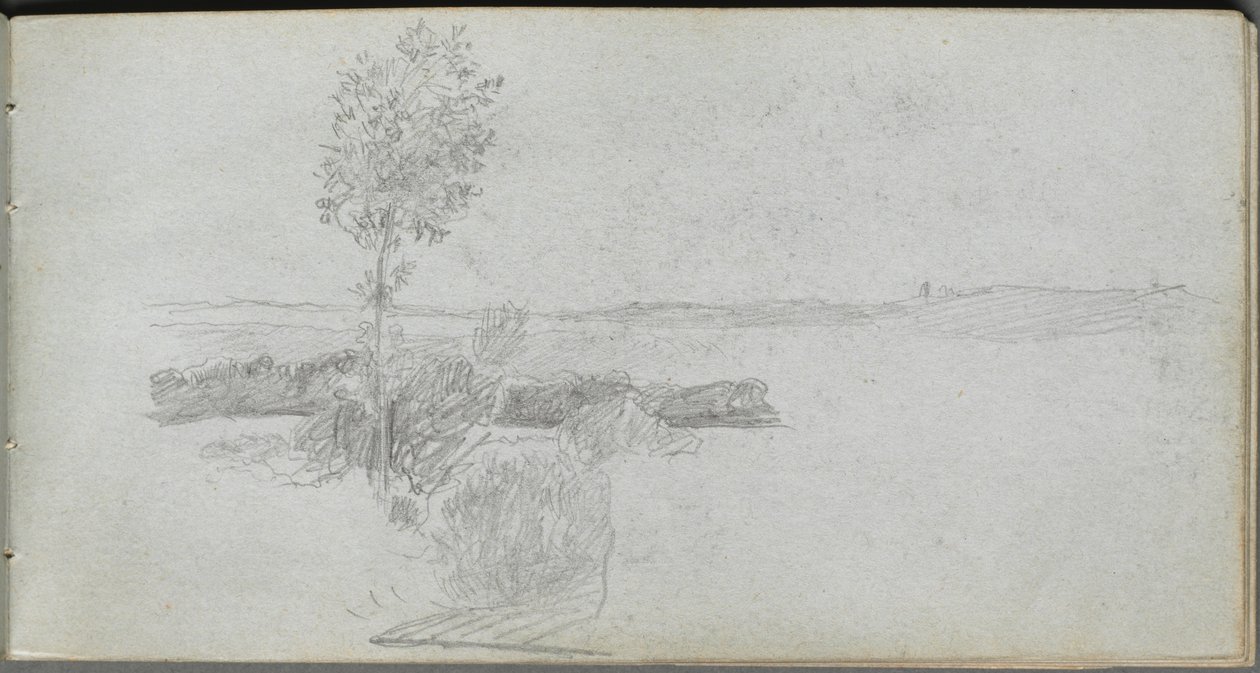 Náčrtník, strana 28: Krajinná studie. od Jean Louis Ernest Meissonier